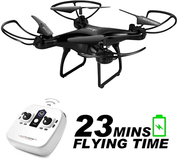 allcaca RC Drone Quadcopter 2.4Ghz 6 Axis Gyro 4CH 23 Mins Flying Time with Headless Mode Altitude Hold 3D Flips for Beginner, Battery Included, Black