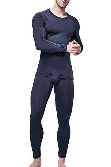 DEVOPS Men's Thermal Wintergear Heat-Chain Microfiber Fleece Underwear Baselayer Top & Bottom (Long Johns) Set