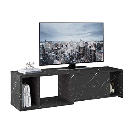 DEVAISE TV Console Stand, Modern Entertainment Center Media Stand for Living Room, Black