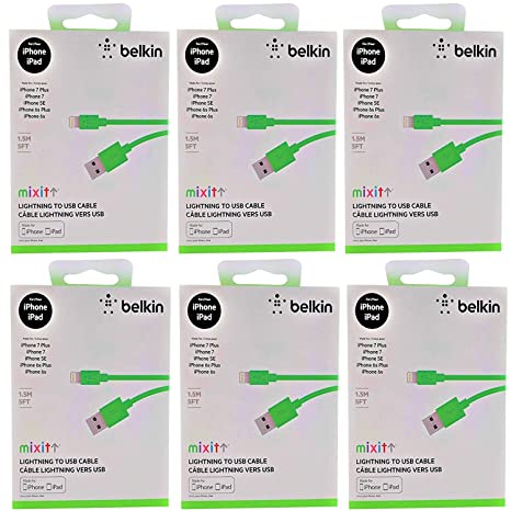 Belkin 5-feet MixIt Lightning to USB Cable for iPhone and iPad - Green - 6 Pack