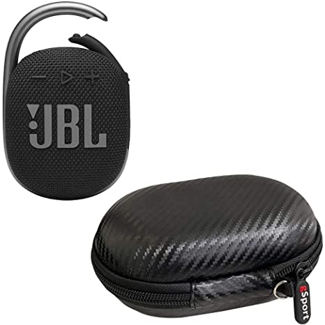 JBL Clip 4 Waterproof Portable Bluetooth Speaker Bundle with gSport Carbon Fiber Case (Black)