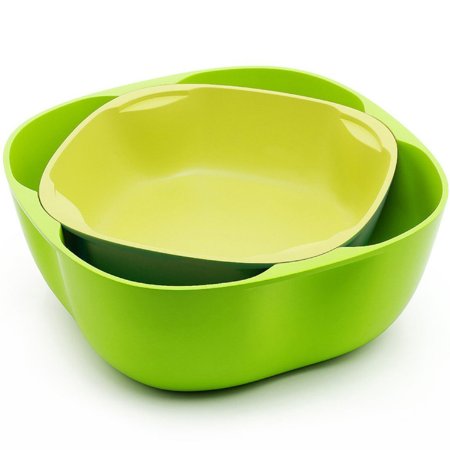 Salad Bowl Set to Hold Fruits, Salads and More. Two-Piece Salad Bowl/Fruit Bowl/Serving Bowl Set. Small and Large Bowl Included. Colors Green   Yellow