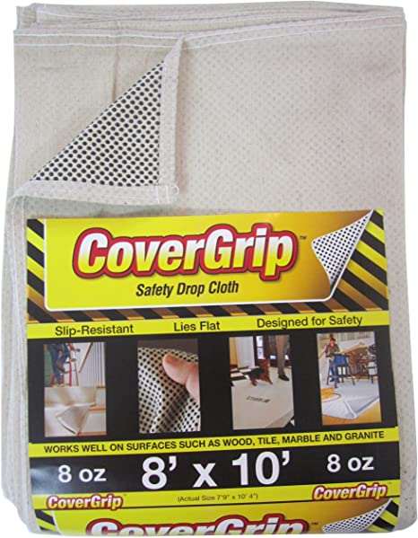 CoverGrip 8 oz Canvas Safety Drop Cloth, 8' x 10'