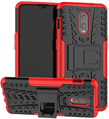 OnePlus 6T Case SunRemex Durable Armor with Full Body Protective and Resilient Shock Absorption and Kickstand Design for OnePlus 6T Phone (Red)