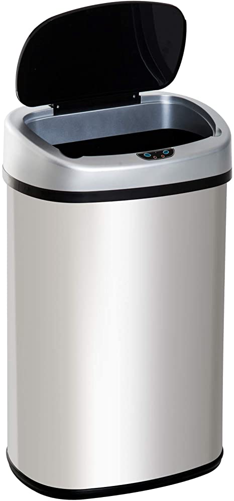 HOMCOM Stainless Steel Sensor Dustbin Automatic Touchless Trashcan Rubbish Garbage Waste Bin 48L