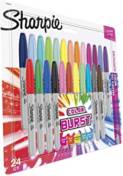 SHARPIE Color Burst Markers, Fine Point, 24 Count New