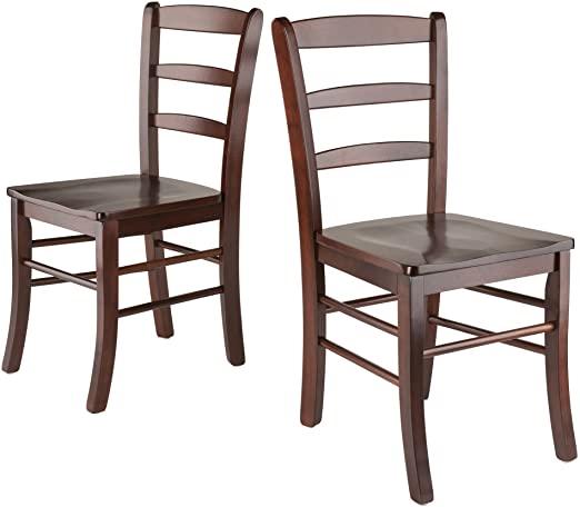 Winsome Wood Ladder Back Chair, Rta, Antique Walnut, Set of 2