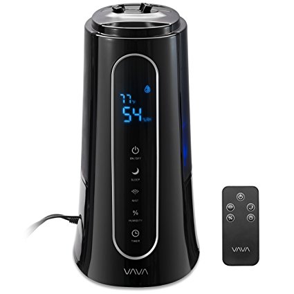 VAVA Capacious 5 L / 170 oz. Humidifier with Ultra-Thin & Space-Saving Body, 14 Hour Operating Time, Easily-Readable LED Display, Absolute Humidity Control, 3 Settings, and 1-12 H Timer