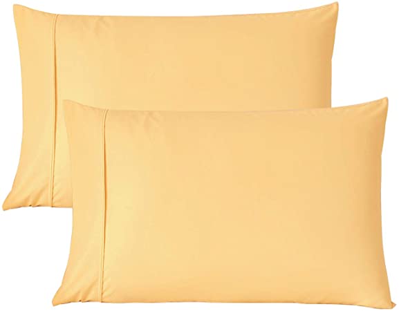 Microfiber Pillowcase for Hair and Skin, 2-Pack – King (20 x 40 inches) Brushed Microfiber Pillow Cases, Super Soft Stain, Wrinkle Resistant Pillow Cover with Envelop Closure (King, Beige)