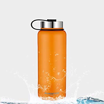 KANGFUTE 18/8 Stainless Steel Water Bottle, Wide Mouth Double Walled Vacuum Insulated Thermo Flask, BPA Free with Leak Proof Lid, Keeps Drinks Hot for 24 Hours, Cold for 12 Hours