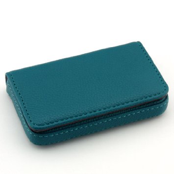PartstockTM Flip Style Leather Business Name Card Wallet  Holder 25 Cards Case 4L x 28W inches with Magnetic ShutBlue