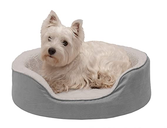 Furhaven Pet Dog Bed | Round Oval Cuddler Nest Lounger Pet Bed for Dogs & Cats - Available in Multiple Colors & Styles