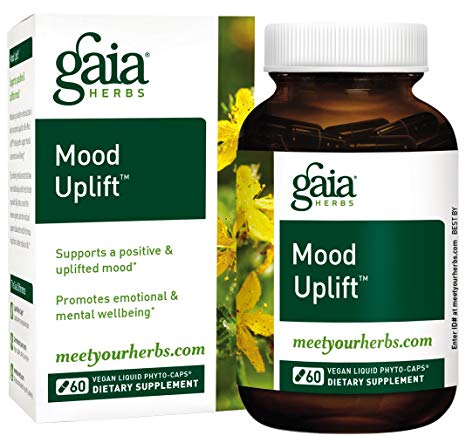 Gaia Herbs Mood Uplift Liquid Capsules, Plant-Based Mood Support Supplement, Promotes a Positive Sunny Mood with St. John’s Wort, Ginkgo Biloba, Gotu Kola and Rosemary, 60 Count