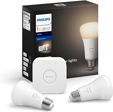 Philips 455287 Hue White A19 60W Equivalent Smart Bulb Starter Kit (Compatible with Amazon Alexa, Apple HomeKit, and Google Assistant) Philips 455287 Hue White A19 60W Equivalent Smart Bulb Starter Kit (Compatible with Amazon Alexa, Apple HomeKit, and Google Assistant) 1 count 0.5 kilograms