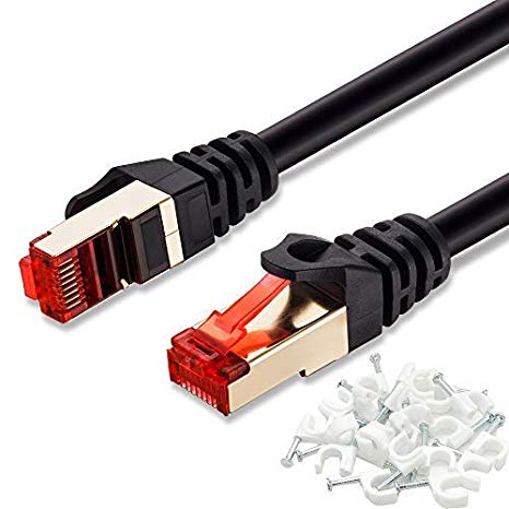 Cat 7 Ethernet Cable 200 ft with Cable Clips, MORELECS Cat 7 Internet Cable Outdoor Ethernet Cable RJ45 Network Cable Cat7 LAN Cable for PC Laptop Modem Router Cable Ethernet