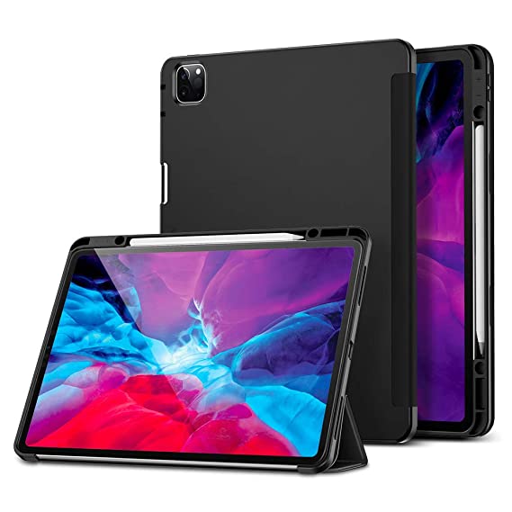 ESR Case for iPad Pro 12.9" Cover 2020 & 2018 with Pencil Holder, Rebound Pencil iPad Case with Soft Flexible TPU Back Cover, Auto Sleep/Wake, and Multiple Viewing Stand Modes - Black