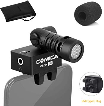 Comica CVM-VS09 USB Type C Microphone for Smartphone Cardioid Condenser Directional Shotgun Video Phone Mic for Type-C Moto Huawei Samsung Google Pixel Android Smartphones(USB Type-C Jack)