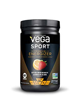 New Vega Sport Premium Energizer Strawberry Lemonade (25 Servings, 16.1 oz) - Vegan, Gluten Free, All Natural, Pre Workout Powder, Non GMO (Packaging may vary)