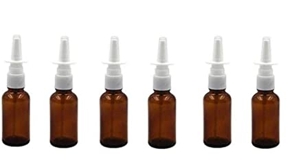 6PCS 15ML (Quality Improved) Empty Brown Glass Sprayer Nasal Bottle For Nasal Irrigation Spray Medical Saline Water Applications
