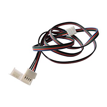 AspenTek 5PCS 100cm/3.28ft RGB Color Changing Led Strip Light Connector 4 Pin cable for 3528 5050 RGB Led Light Strip, No Need Welding, 5Pack(RGB Led Strip Light Connector)