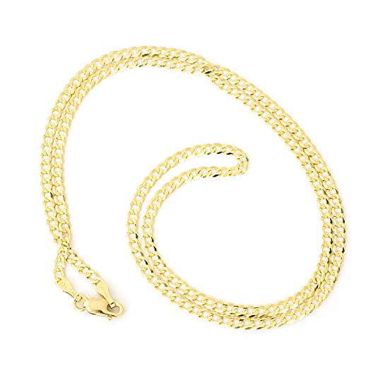 Men's Solid 14k Yellow Gold Comfort Cuban Curb Chain Necklace