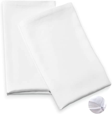 Vegan Silk Bamboo Pillow Cases Lyocell - Set of 2 Zippered Pillowcases, White, Standard 20x26 inches, Ultra Soft Cooling Eco Friendly Pillowcase - Breathable Silky Pillowcase for Hair