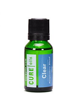 Clear Respiratory Essential Oil For Inhalation Problems Sinus Allergy Nasal Congestion Cough And Cold Breathing - 100% Pure Natural Organic Therapeutic Grade - 15ml Blend by Cure Oils