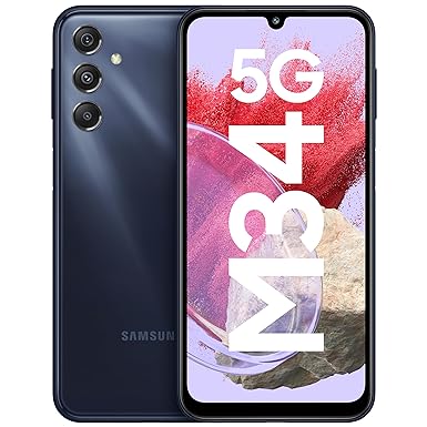 Samsung Galaxy M34 5G (Midnight Blue,8GB,256GB)|120Hz sAMOLED Display|50MP Triple No Shake Cam|6000 mAh Battery|4 Gen OS Upgrade & 5 Year Security Update|12GB RAM with RAM |Android 13|Without Charger