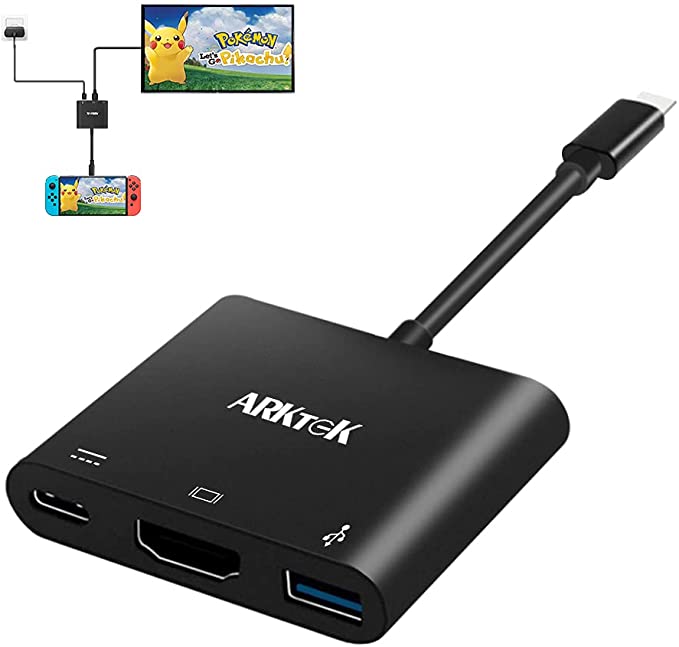 ARKTEK USB-C to HDMI Adapter – Switch to TV Adapter USB-C to HDMI with Charging Compatible for Switch MacBook Pro Air iPad Pro