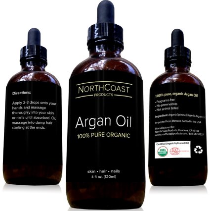 Virgin Argan Oil - 100% Pure Argan Oil For Hair, Skin, Face, & Nails. Cold-pressed, USDA/Eco-certified Organic. Highest Quality Moroccan Oil - Satisfaction Guaranteed!