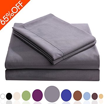 Balichun Luxurious Bed Sheet Set-Highest Quality Hypoallergenic Microfiber 1800 Bedding Super Soft 4-Piece Sheets with 18" Deep Pocket Fitted Sheet Twin/Full/Queen/King/Cal King Size (Queen, Dark Grey)
