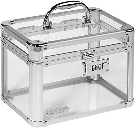 Vaultz Combination Lock Box, Clear Acrylic and Steel, 7.75 x 7.25 x 10 Inches, Clear (VZ00155)