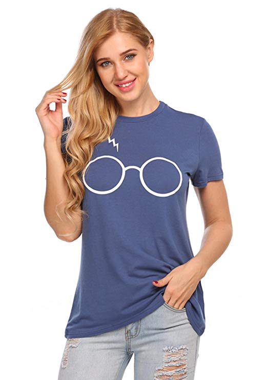 UNibelle Women's Harry Potter Glasses Scar Tee Graphic Short/Long Sleeve T-Shirt