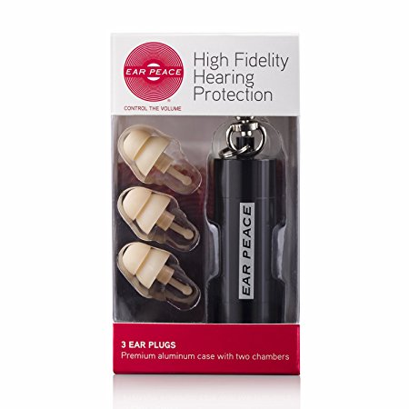 EarPeace Ear Plugs - High Fidelity Hearing Protection for Concerts & Music Professionals (White Plugs, Black Case)