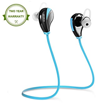 Sporch Bluetooth Headphones with Mic,Wireless Sports Earbuds In-Ear HD Stereo Running Earphones IPX 4 Sweatproof Noise Cancelling Headsets for Phones Workout 8 Hour Battery Life(Black Blue)