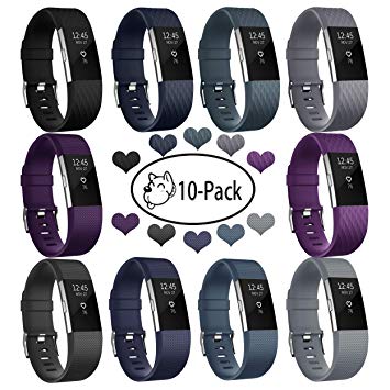 Fundro Replacement Bands Compatible with Fitbit Charge 2, Classic & Special Edition Adjustable Sport Wristbands Small Large