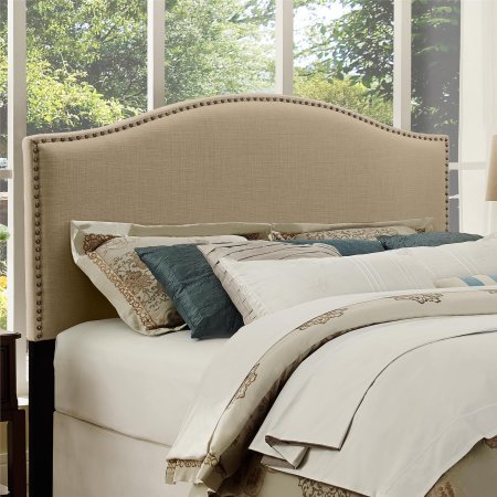 Better Homes and Gardens Grayson Linen Upholstered Headboard with Nailheads, Full/Queen - BEIGE