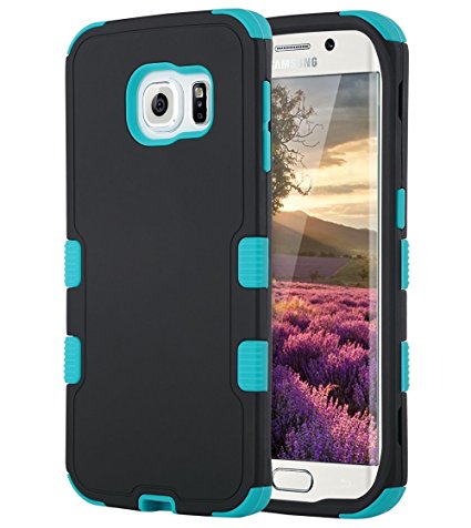 ULAK Hard Plastic with Soft Silicon Case for Samsung Galaxy S6 Edge - Black / Blue