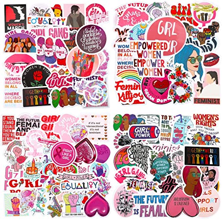 150 Pieces Feminist Stickers Women Empowerment Stickers Breast Cancer Awareness Stickers Feminism Stickers Waterproof Girls Graffiti Vinyl Stickers for Water Bottles, Phone, Computer, Luggage, Guitar