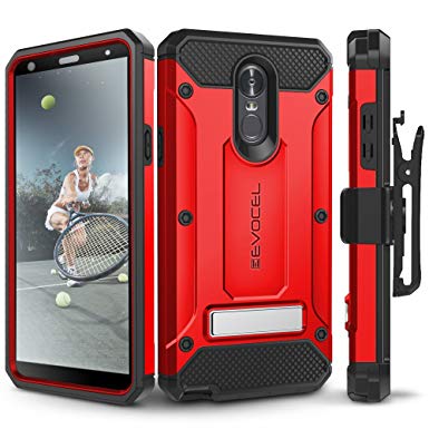 LG Stylo 4 Case, Evocel [Explorer Series Pro] with Glass Screen Protector & Metal Kickstand for LG G Stylo 4 (2018), Red