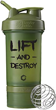 GOMOYO Motivational Quotes on Blender Bottle Brand ProStak Shaker Cup, 22 Ounce Protein Shaker Bottle with BlenderBall Whisk and Two Containers