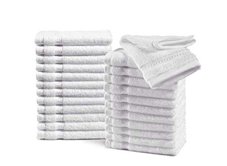 Haven Cotton 887719088662 washcloth-Set of 24, 24 Pcs Wash towel, White