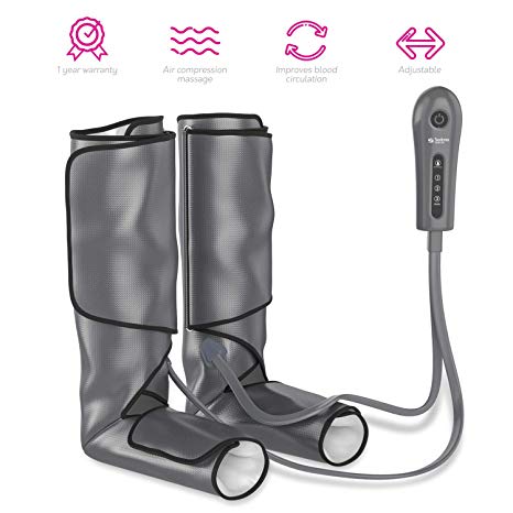 Sedona Leg Massager Circulation Device - Rechargeable Foot Sequential Air Compression Machine, Calf Neuropathy Massage for Home Use for Calves, Legs, Ankles and Feet for Vein Support - Black