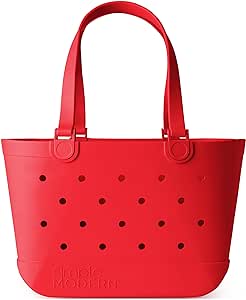 Simple Modern Beach Bag Rubber Tote | Waterproof Large Tote Bag with Zipper Pocket for Beach, Pool Boat, Groceries, Sports | Getaway Bag Collection | Radiate Red