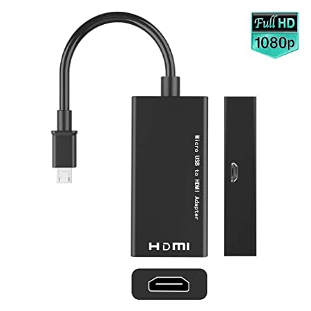 MHL Micro USB to HDMI Cable Adapter, Micro USB to HDMI 1080P Video Graphic Converter, Video Audio Output for Samsung Galaxy S5, S4, S3 etc Phones with MHL Function(Black)