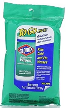 Clorox Disinfecting Wipes to Go Pack, Fresh Scent 9 ct (Pack of 2)