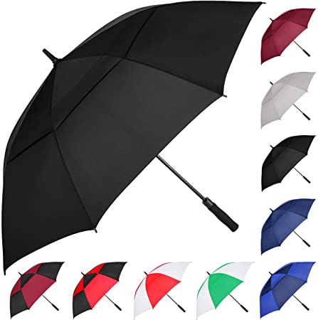MRTLLOA Automatic Open Golf Umbrella, 62/68 Inch Extra-Large Oversized Double Canopy Vented Windproof Waterproof Stick Rain Golf Umbrellas for Men and Women