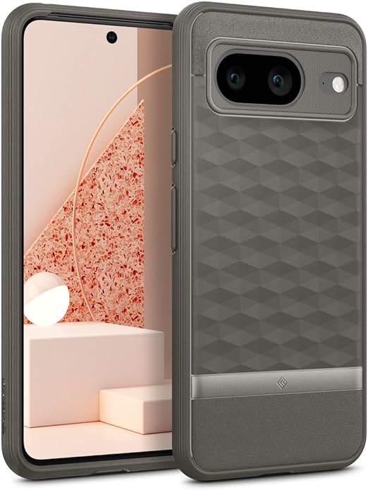 Caseology Parallax 3D Ergonomic Design Case Compatible with Google Pixel 8 case 5G [Military Grade Drop Tested](2023) - Ash Gray