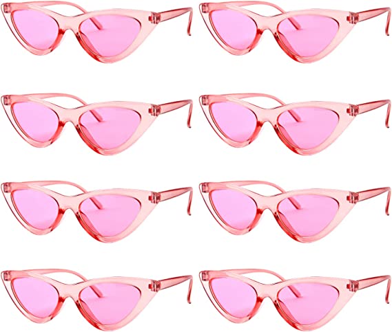 8 Pack Wholesale Neon Colors Cateye Sunglasses Unisex 80's Party Favors Eyewear Multiple Choice