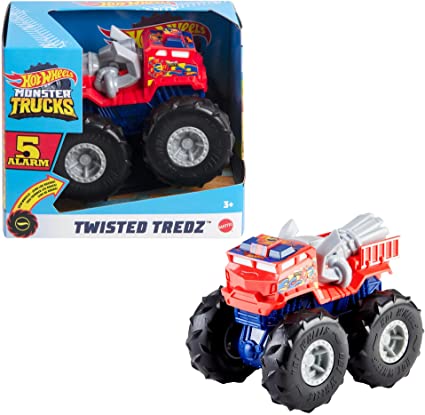 Hot Wheels Monster Trucks Twisted Tredz Vehicles, Creature-Themed 1:43 Scale Toy Truck with Pull-Back Motor & Giant Wheels, Gift for Kids Ages 3 Years Old & Up